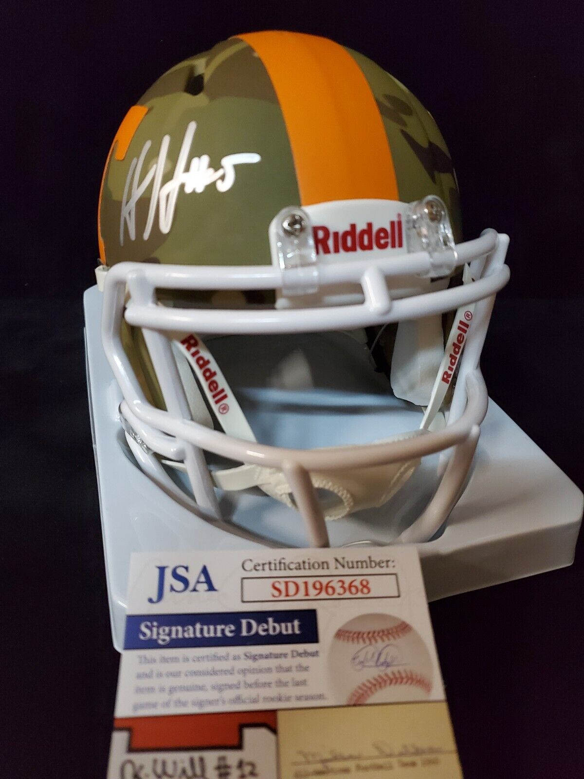 MVP Authentics Tennessee Volunteers Hendon Hooker Autographed Alt Camo Mini Helmet Jsa Coa 247.50 sports jersey framing , jersey framing