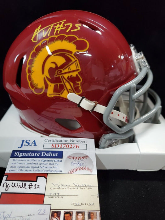 MVP Authentics Usc Trojans Alijah Vera-Tucker Autographed Mini Helmet Jsa Coa 125.10 sports jersey framing , jersey framing