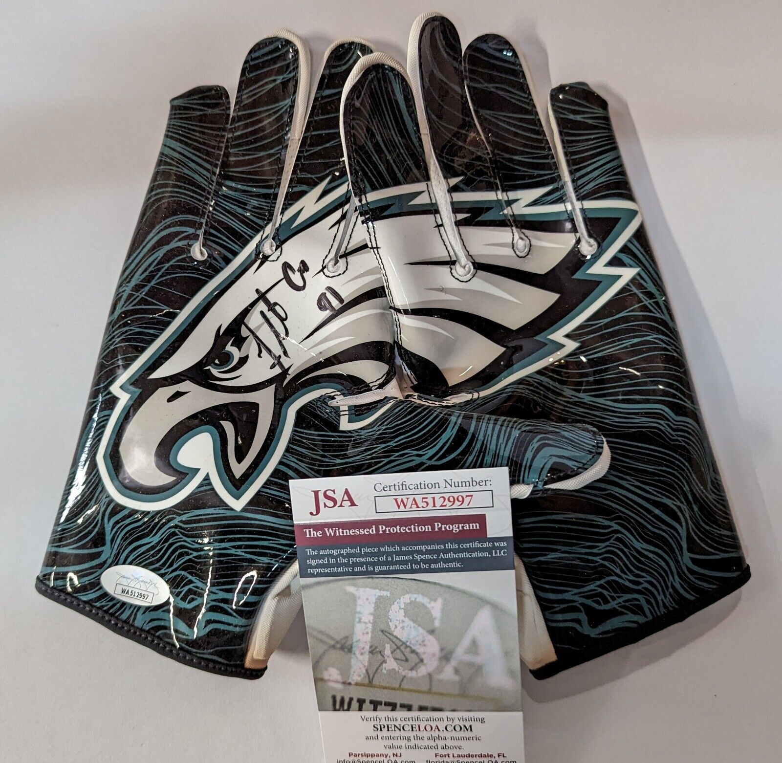 MVP Authentics Philadelphia Eagles Fletcher Cox Autographed Signed Pair Of Gloves Jsa Coa 157.50 sports jersey framing , jersey framing