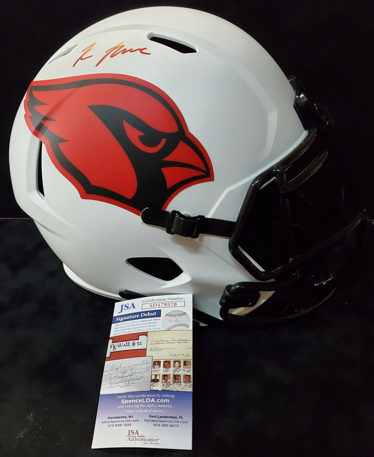 MVP Authentics Arizona Cardinals Rondale Moore Full Size Lunar Replica Helmet Jsa Coa 292.50 sports jersey framing , jersey framing