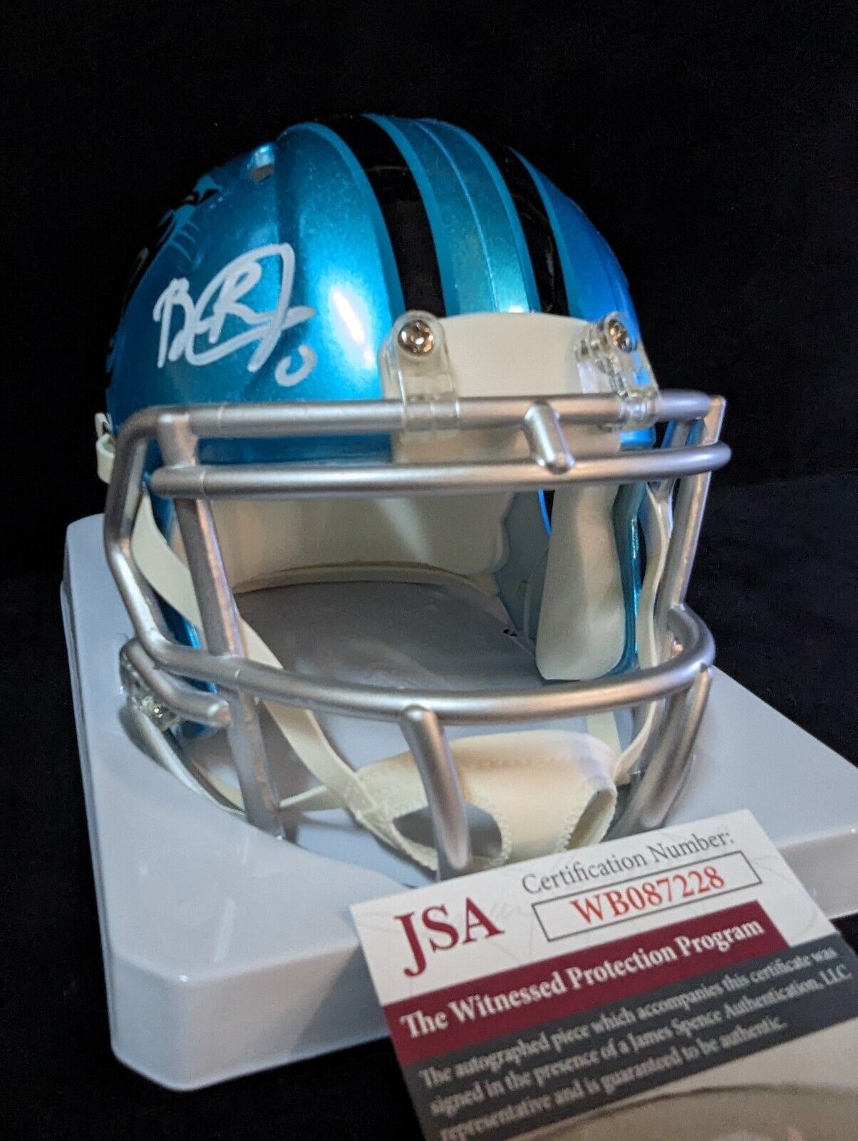 MVP Authentics Carolina Panthers Brian Burns Signed  Flash Mini Helmet Jsa Coa 135 sports jersey framing , jersey framing
