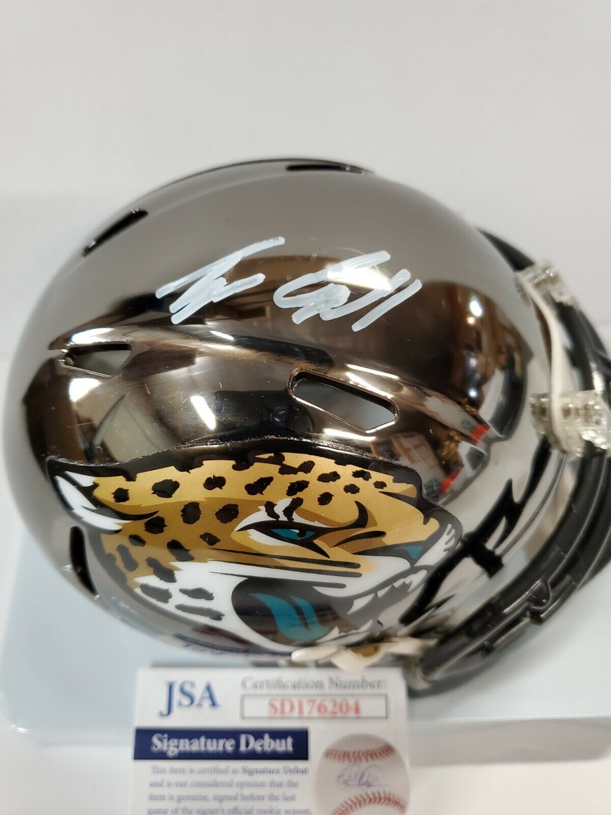 MVP Authentics Jacksonville Jaguars Tyson Campbell Signed Chrome Mini Helmet Jsa Coa 130.50 sports jersey framing , jersey framing