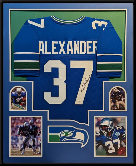 MVP Authentics Framed Seattle Seahawks Shaun Alexander Autographed Signed Jersey Jsa Coa 405 sports jersey framing , jersey framing