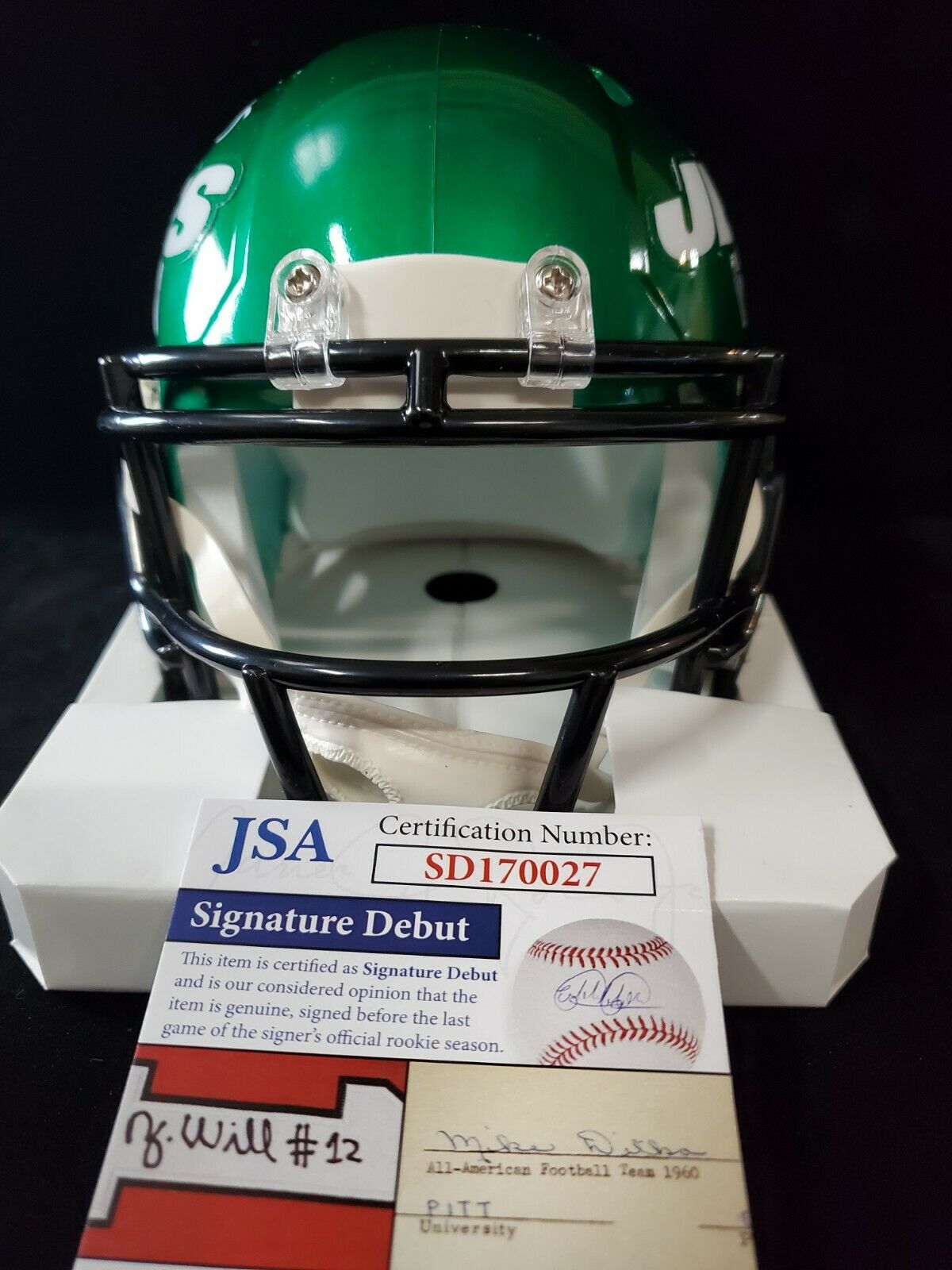 MVP Authentics N.Y. Jets Alijah Vera-Tucker Autographed Signed Speed Mini Helmet Jsa Coa 134.10 sports jersey framing , jersey framing