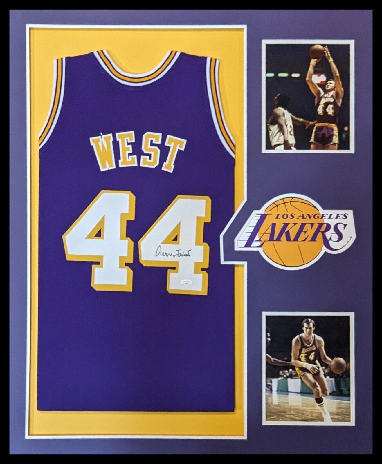 MVP Authentics Framed L.A. Lakers Jerry West Autographed Signed Jersey Jsa Coa 445.50 sports jersey framing , jersey framing