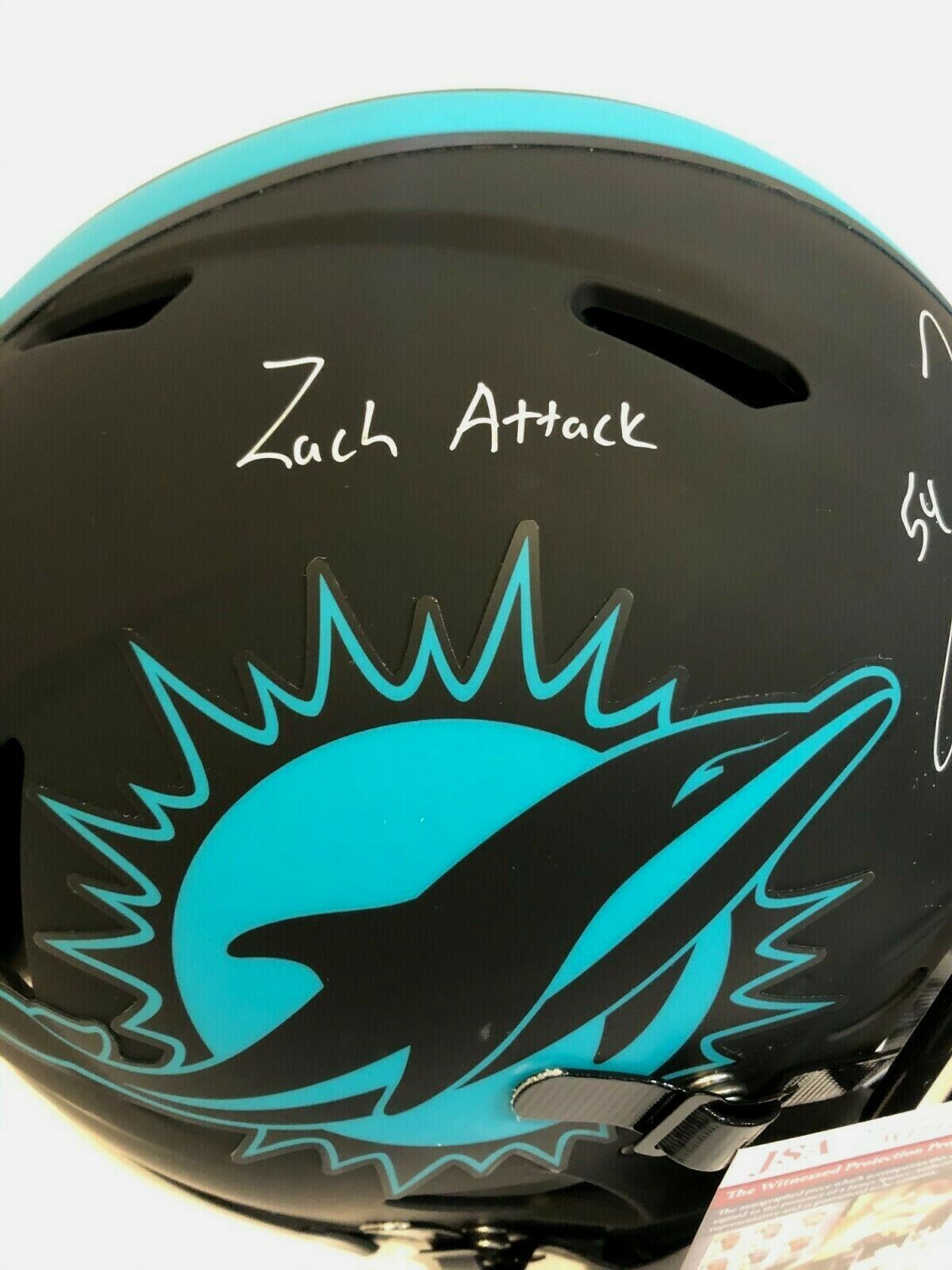 MVP Authentics Zach Thomas Signed Miami Dolphins Full Size Eclipse Authenic Helmet Jsa Coa 809.10 sports jersey framing , jersey framing