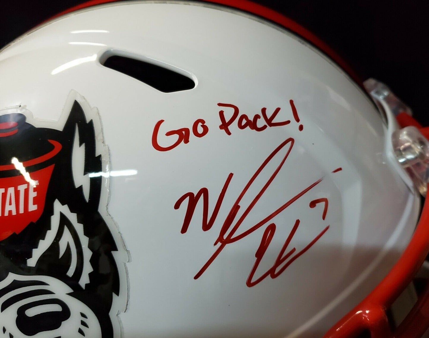MVP Authentics Nc State Wolfpack Nyheim Hines Signed Inscribed Full Size Helmet Jsa Coa 225 sports jersey framing , jersey framing