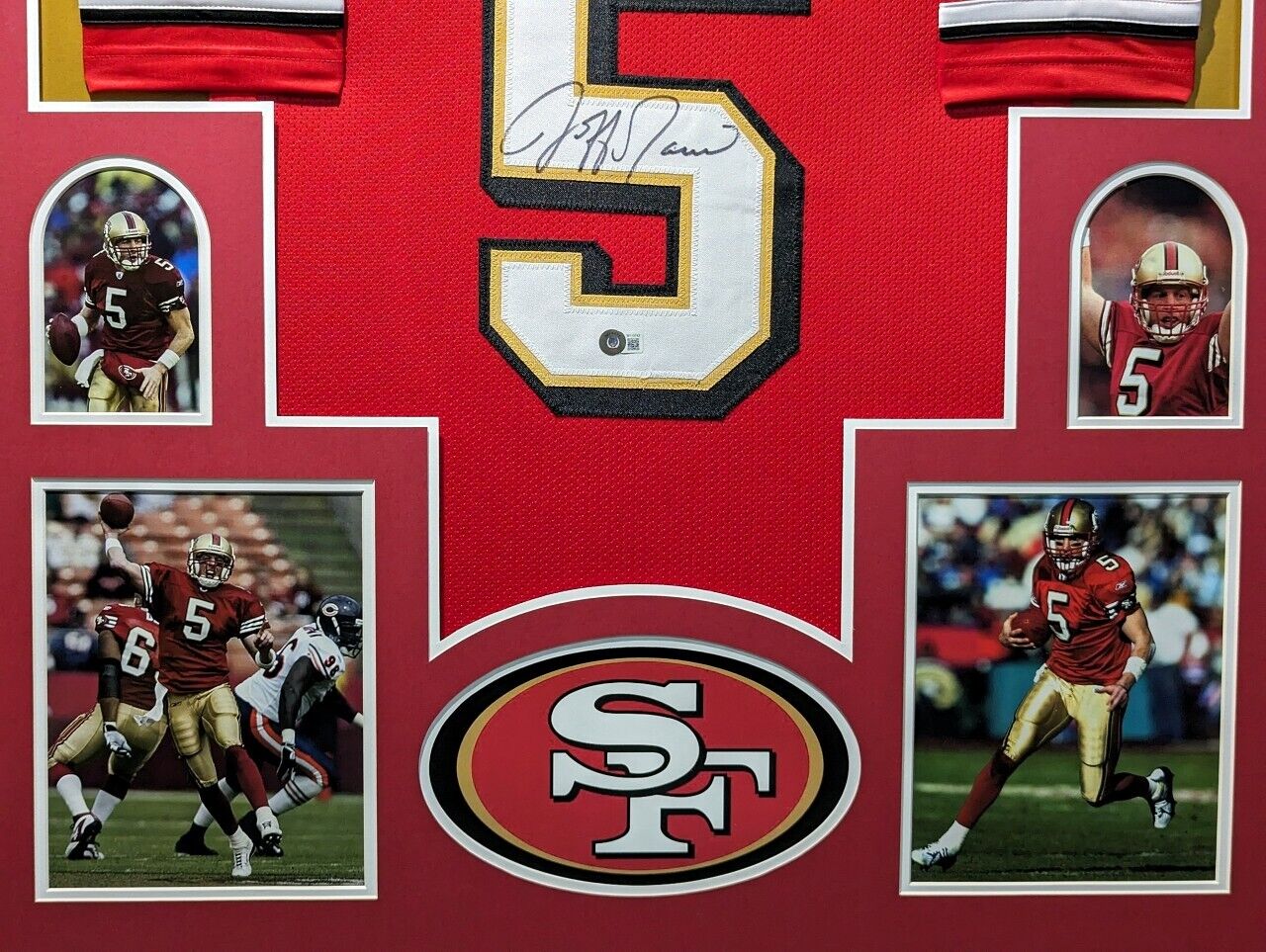 MVP Authentics Framed San Francisco 49Ers Jeff Garcia Autographed Signed Jersey Beckett Holo 405 sports jersey framing , jersey framing