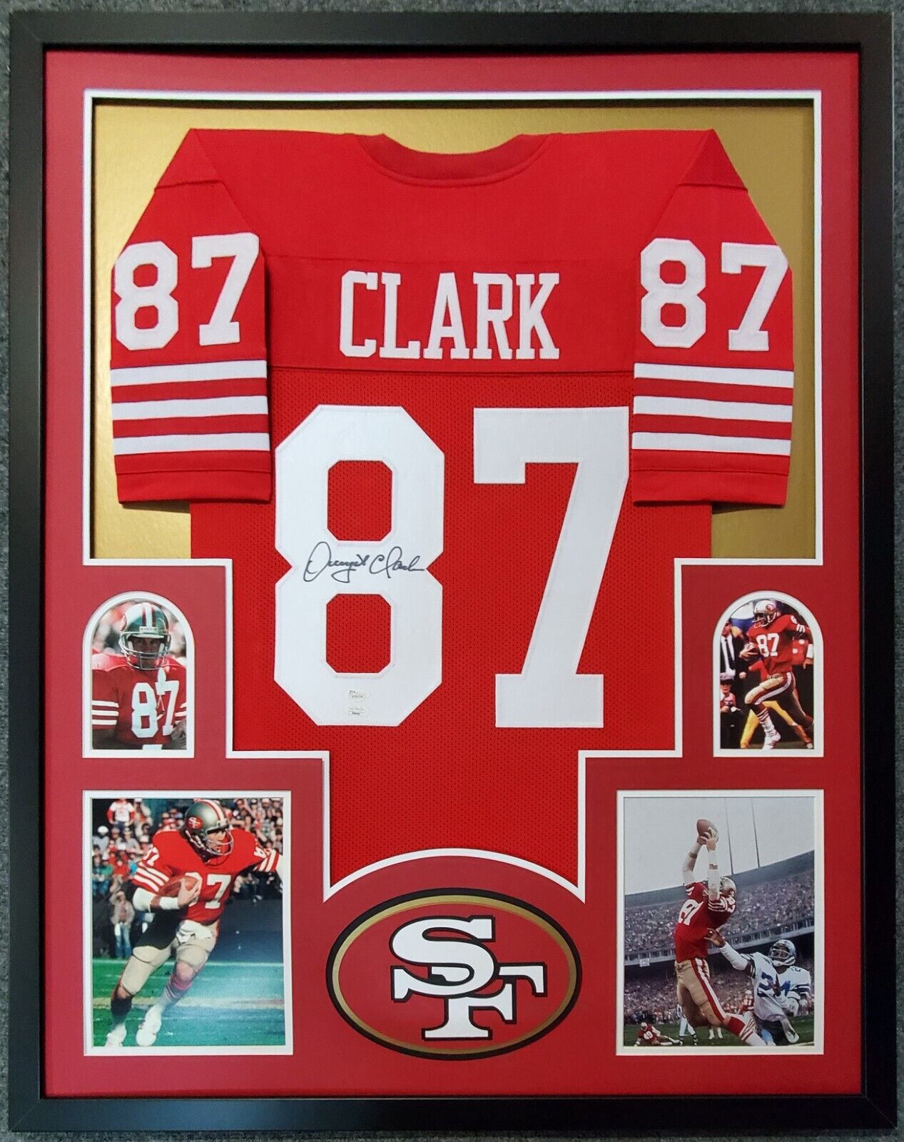 MVP Authentics Framed San Francisco 49Ers Dwight Clark Autographed Signed Jersey Jsa Coa 809.10 sports jersey framing , jersey framing