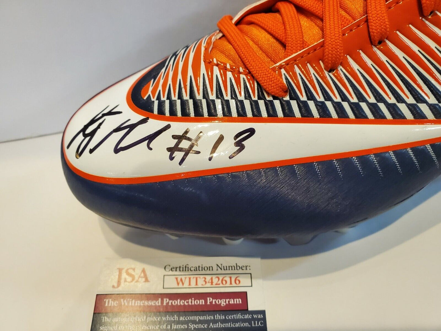 MVP Authentics Denver Broncos Kj Hamler Autographed Signed Nike Cleat Jsa Coa 125.10 sports jersey framing , jersey framing