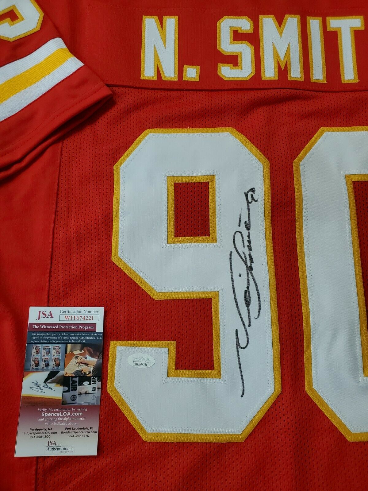 MVP Authentics Kansas City Chiefs Neil Smith Autographed Signed Jersey Jsa Coa 108 sports jersey framing , jersey framing