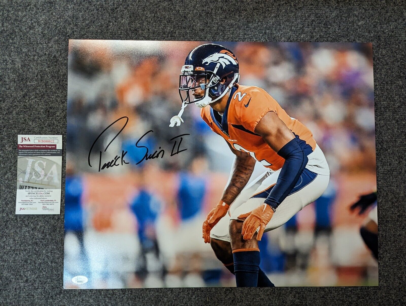MVP Authentics Denver Broncos Pat Surtain Ii Autographed Signed 16X20 Photo Jsa Coa 112.50 sports jersey framing , jersey framing