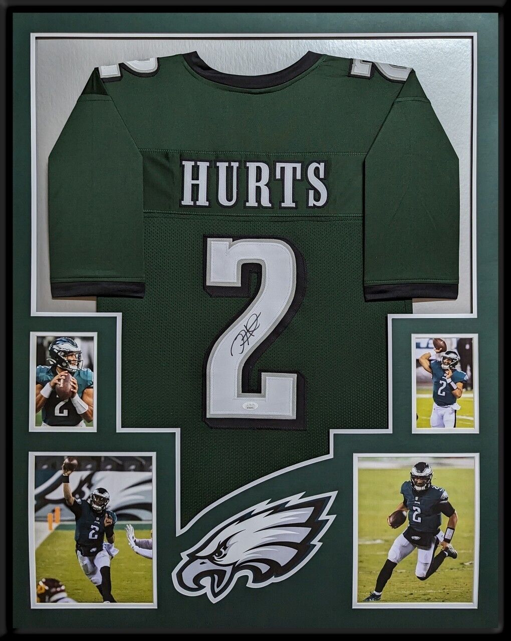 MVP Authentics Framed Philadelphia Eagles Jalen Hurts Autographed Signed #2 Jersey Jsa Coa 540 sports jersey framing , jersey framing
