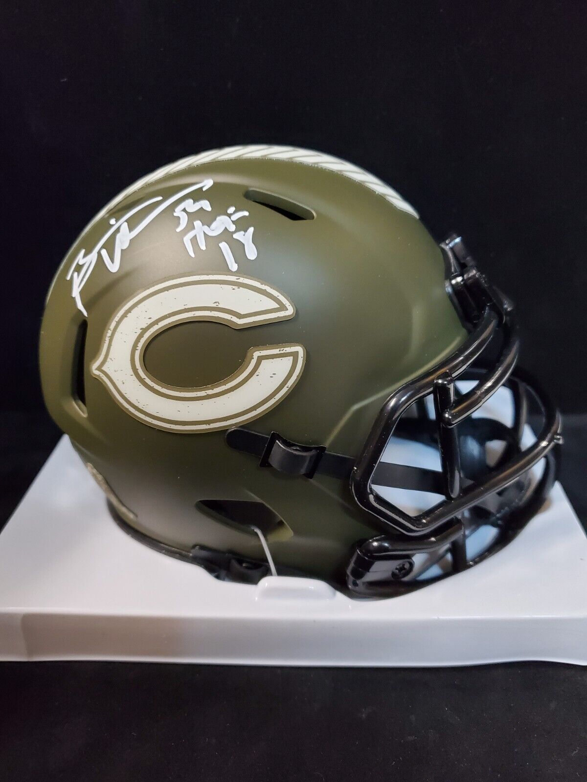MVP Authentics Chicago Bears Brian Urlacher Signed Salute To Service Mini Helmet Beckett Holo 229.50 sports jersey framing , jersey framing