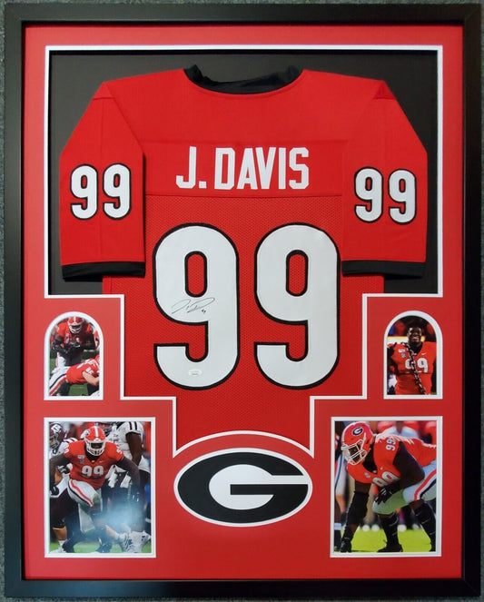 MVP Authentics Framed Georgia Bulldogs Jordan Davis Autographed Signed Jersey Jsa Coa 449.10 sports jersey framing , jersey framing