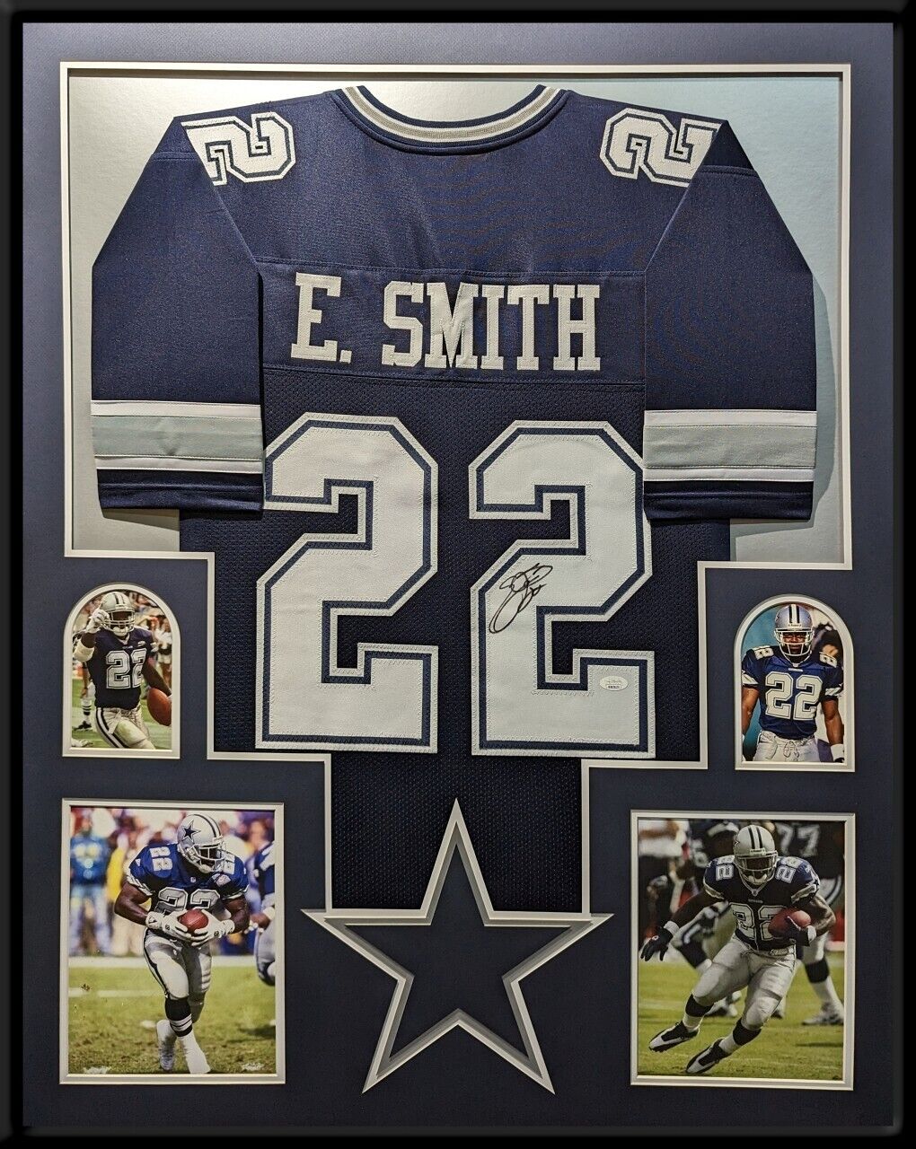 MVP Authentics Framed Dallas Cowboys Emmitt Smith Autographed Signed Jersey Jsa Coa 607.50 sports jersey framing , jersey framing