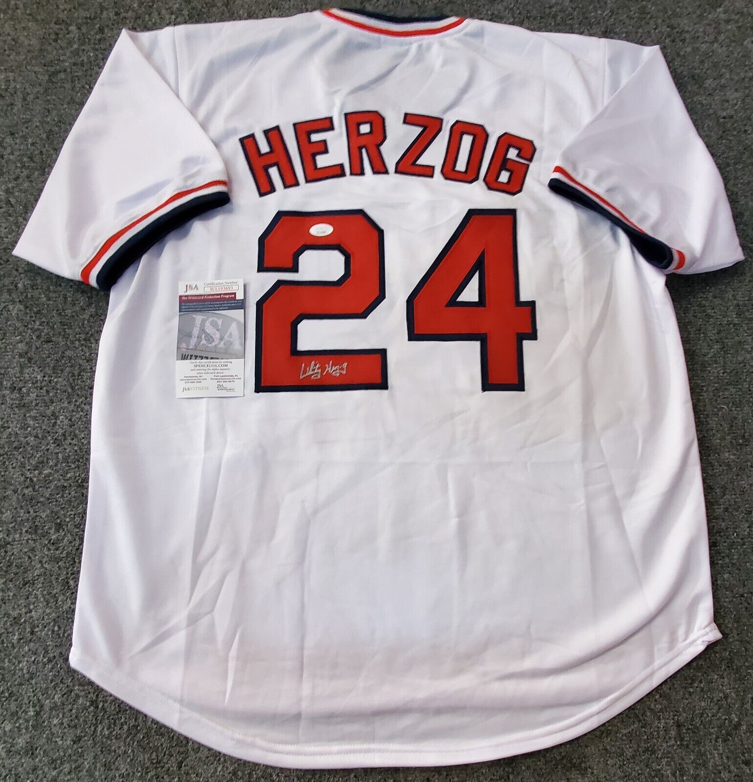 MVP Authentics St Louis Cardinals Style Whitey Herzog "White Rat" Signed Custom Jersey Jsa Coa 121.50 sports jersey framing , jersey framing