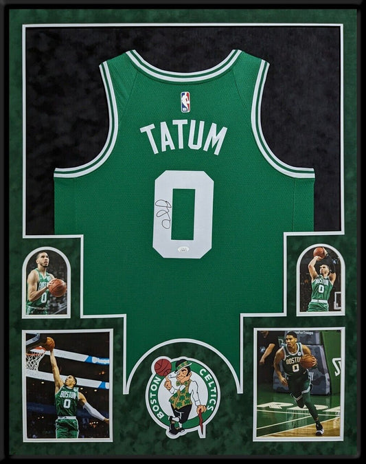 MVP Authentics Framed In Suede Boston Celtics Jayson Tatum Autographed Jersey Jsa Coa 1575 sports jersey framing , jersey framing