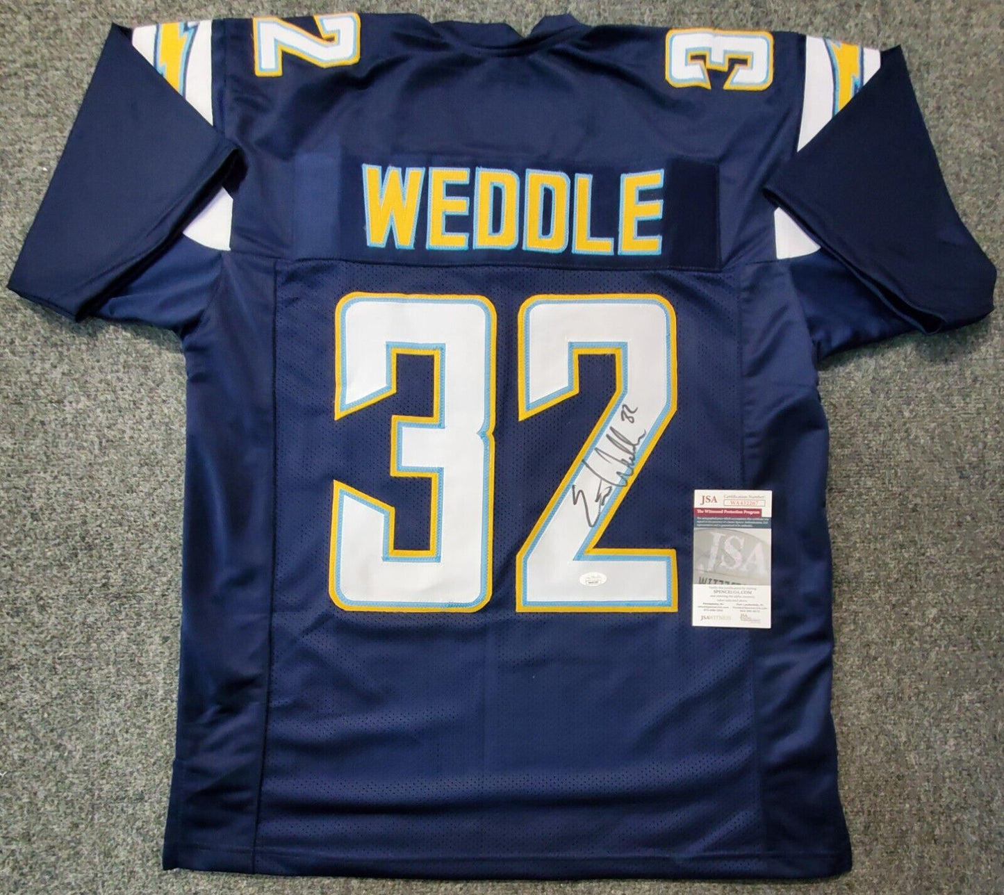 MVP Authentics San Diego Chargers Eric Weddle Autographed Signed Jersey Jsa Coa 153 sports jersey framing , jersey framing