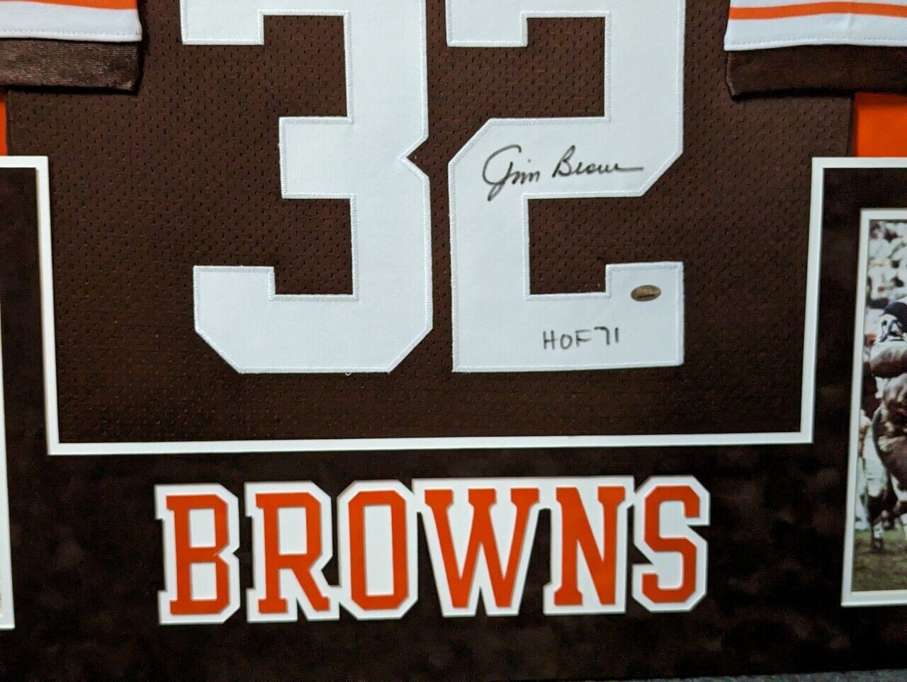 MVP Authentics Custom Framed In Suede Cleveland Browns Jim Brown Autographed Signed Jersey Gtsm 2025 sports jersey framing , jersey framing