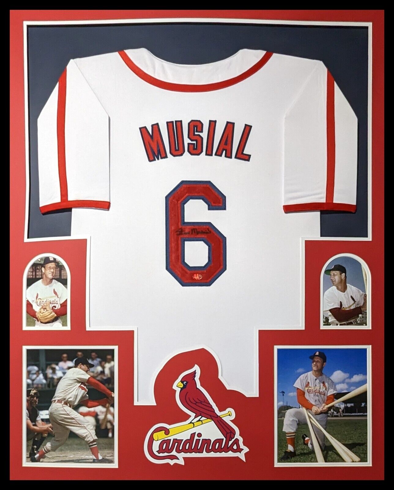 MVP Authentics Framed St Louis Cardinals Stan Musial Autograph Signed Jersey Stan The Man Holo 765 sports jersey framing , jersey framing