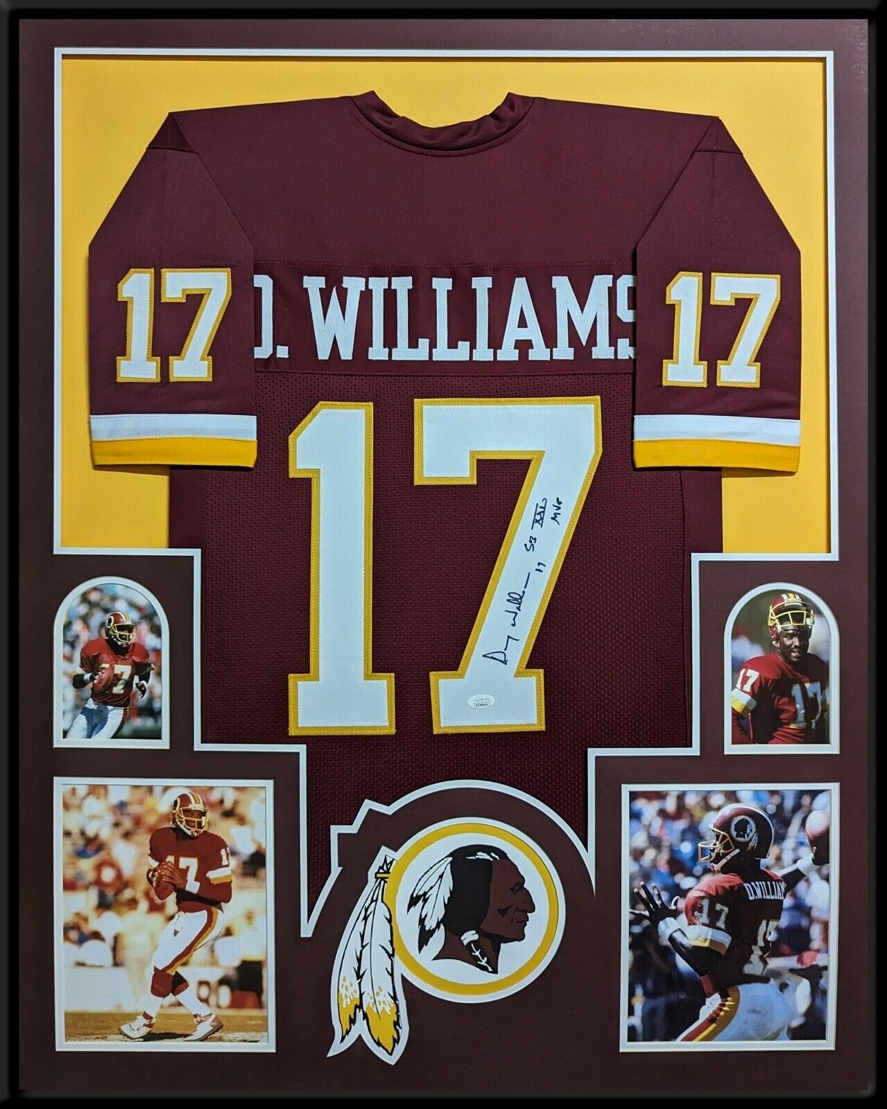 MVP Authentics Framed Washington Doug Williams Autographed Signed Inscribed Jersey Jsa Coa 585 sports jersey framing , jersey framing