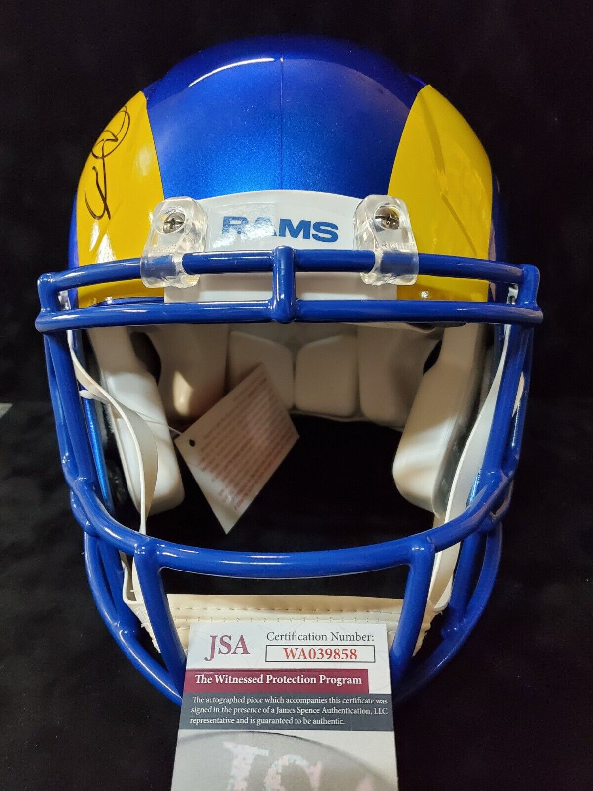 Aaron Donald Autographed Signed Full Size Los Angeles Rams Black Speed  Helmet JSA COA