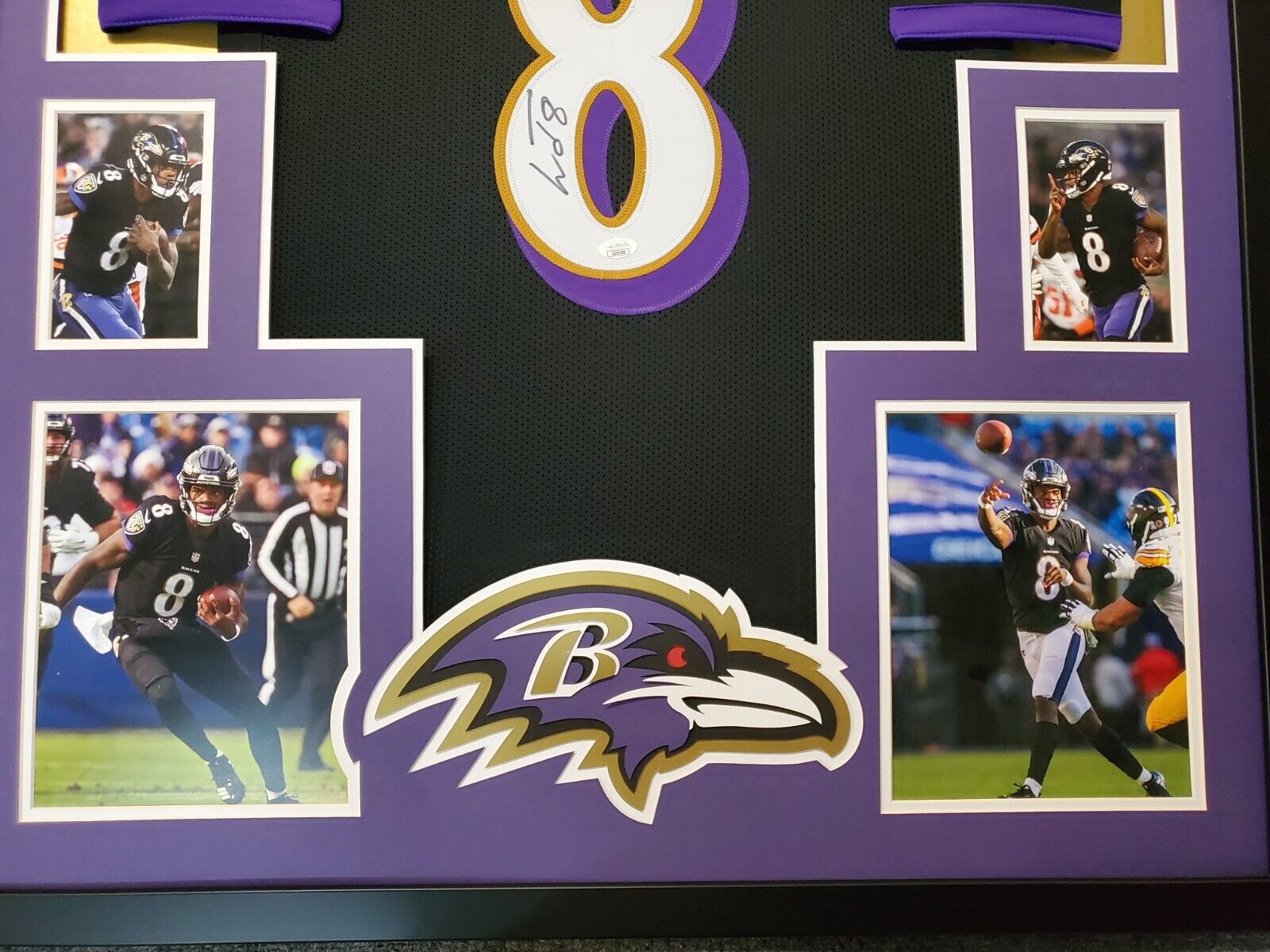 Bleachers Sports Music & Framing — Lamar Jackson Signed Baltimore Ravens  Jersey and 2020 MVP 8x10 Photo - JSA COA Authenticated - Professionally  Framed 34x42