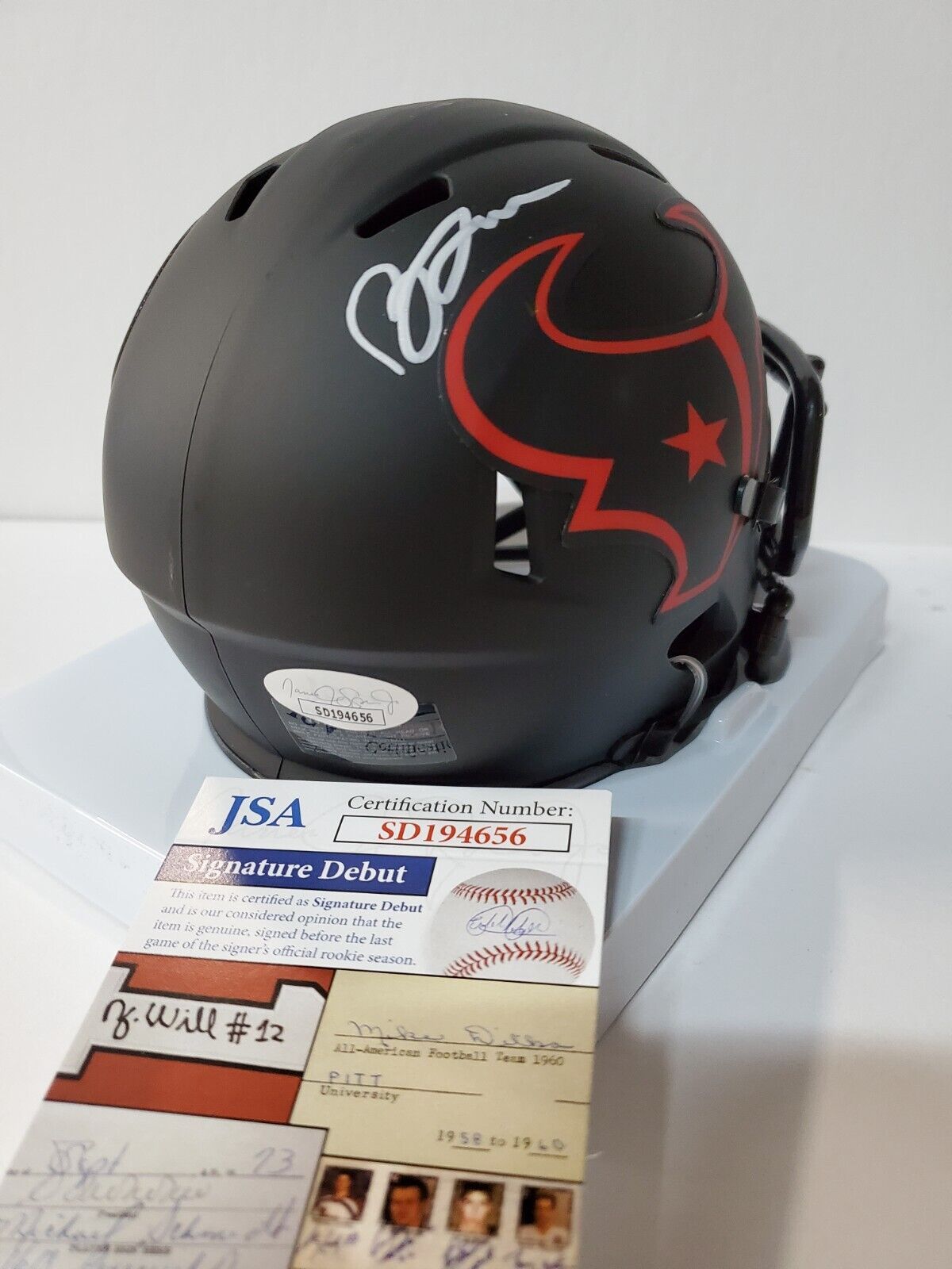 MVP Authentics Houston Texans Brevin Jordan Signed Eclipse Mini Helmet Jsa Coa 103.50 sports jersey framing , jersey framing