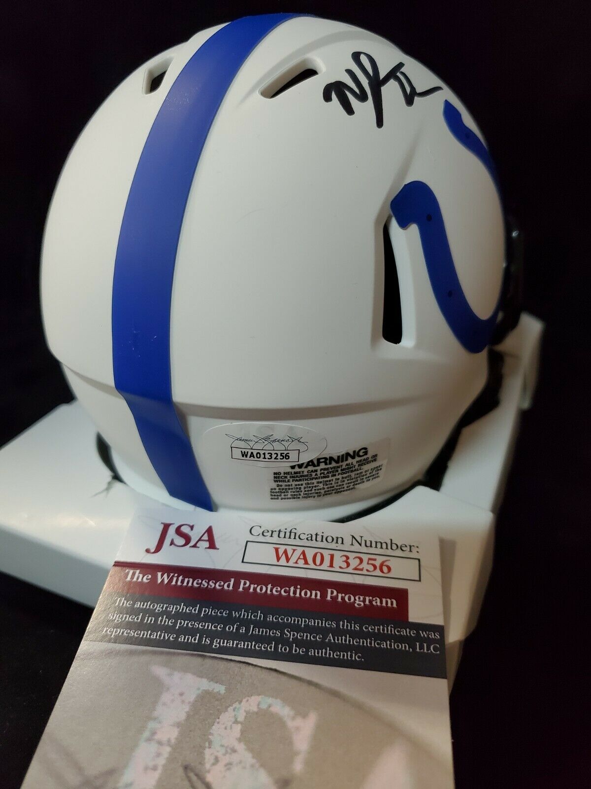 MVP Authentics Nyheim Hines Autographed Signed Indianapolis Colts Lunar Mini Helmet Jsa Coa 116.10 sports jersey framing , jersey framing