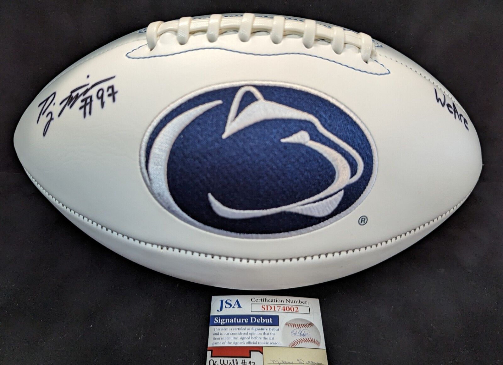MVP Authentics Penn State Psu Pj Mustipher Autographed Signed Inscribed Logo Football Jsa Coa 90 sports jersey framing , jersey framing