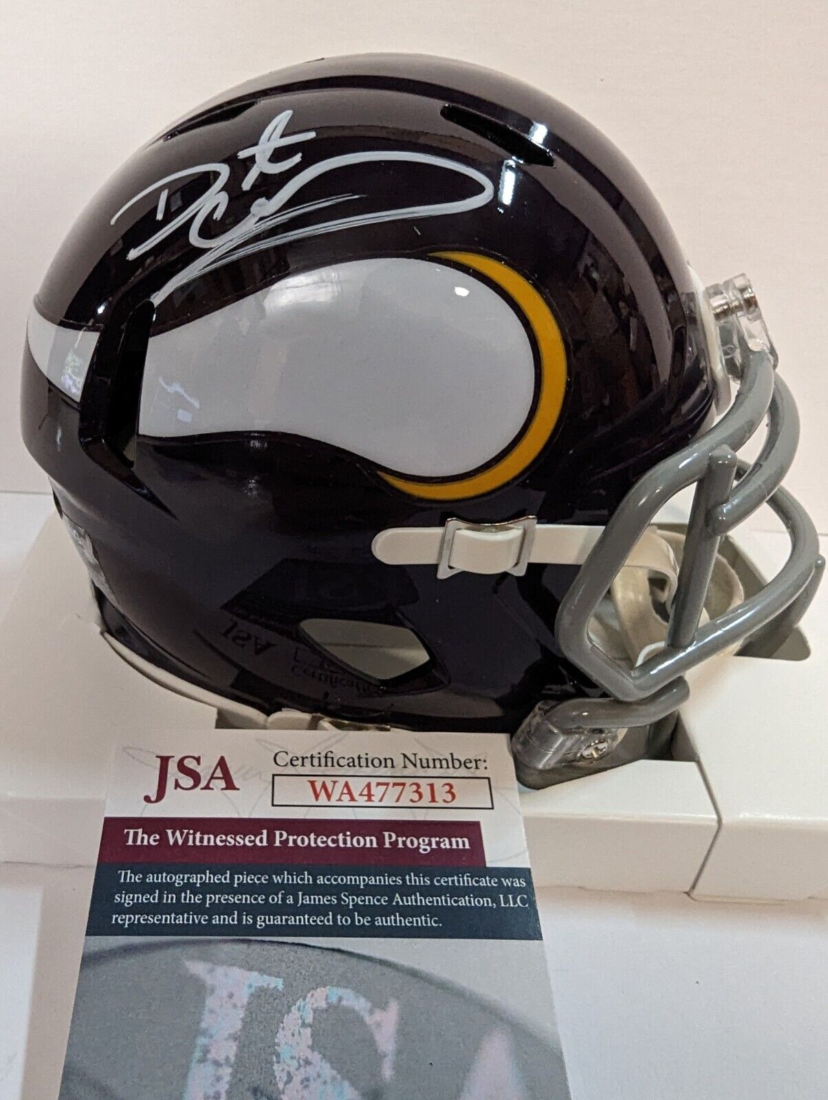 MVP Authentics Minnesota Vikings Daunte Culpepper Autographed Signed Speed Mini Helmet Jsa Coa 135 sports jersey framing , jersey framing