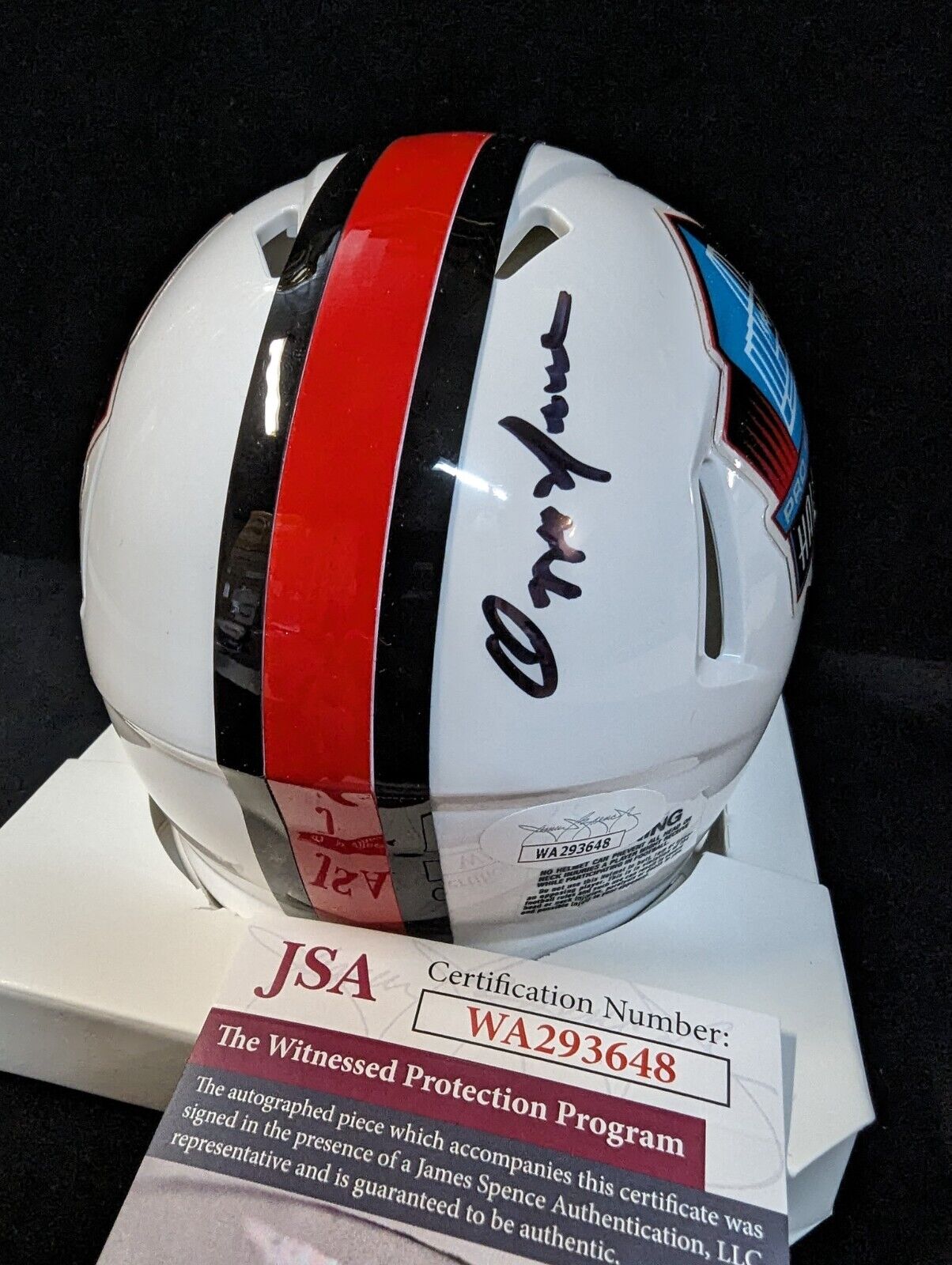 MVP Authentics Cleveland Browns Ozzie Newsome Autographed Signed Nfl Hof Mini Helmet Jsa Coa 90 sports jersey framing , jersey framing