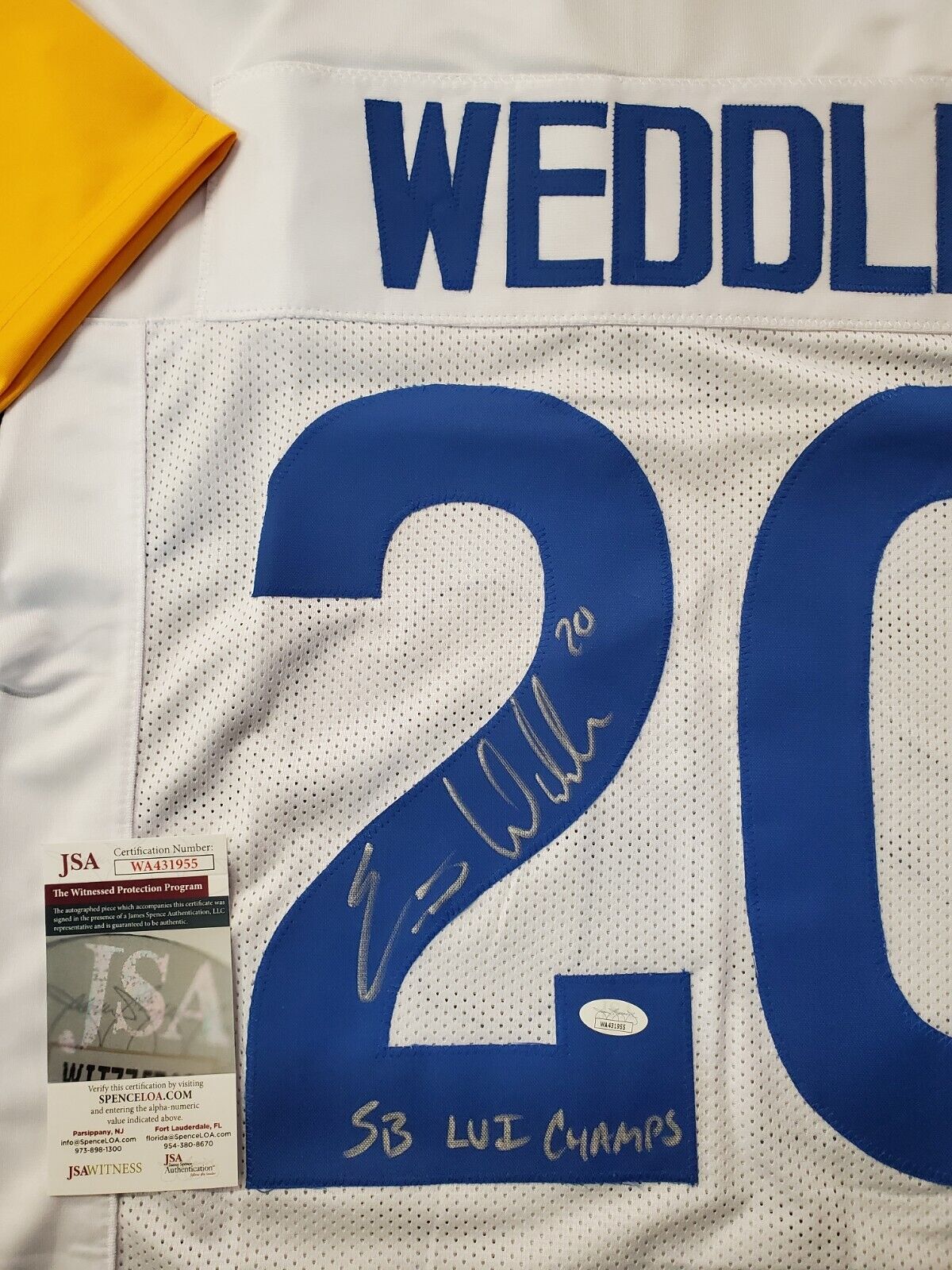 MVP Authentics Los Angeles Rams Eric Weddle Autographed Signed Inscribed Jersey Jsa Coa 180 sports jersey framing , jersey framing