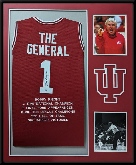 MVP Authentics Framed Indiana Hoosiers Bobby Knight Autographed Signed Stat Jersey Steiner Holo 765 sports jersey framing , jersey framing