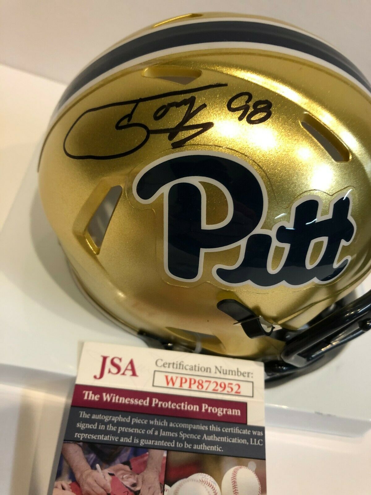 MVP Authentics Tony Siragusa Autographed Signed Pitt Panthers Mini Helmet Jsa Coa 107.10 sports jersey framing , jersey framing