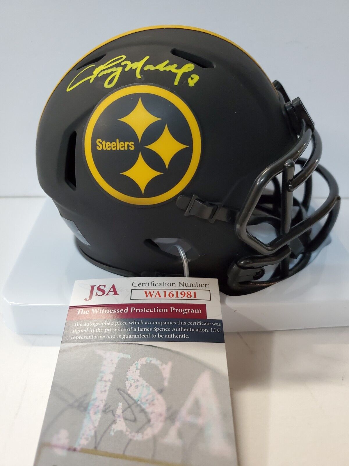 MVP Authentics Pittsburgh Steelers Tommy Maddox Signed Eclipse Mini Helmet Jsa Coa 90 sports jersey framing , jersey framing