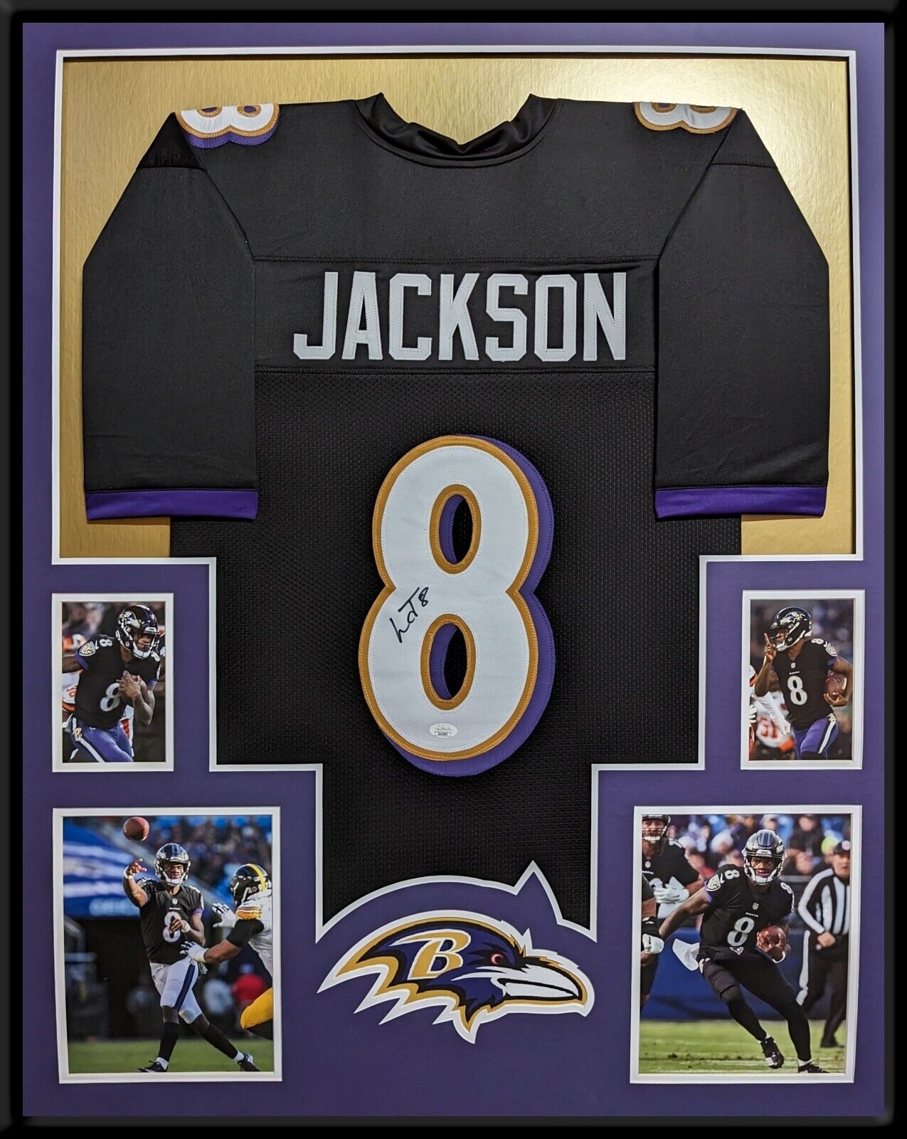 MVP Authentics Framed Baltimore Ravens Lamar Jackson Autographed Signed Jersey Jsa Coa 630 sports jersey framing , jersey framing