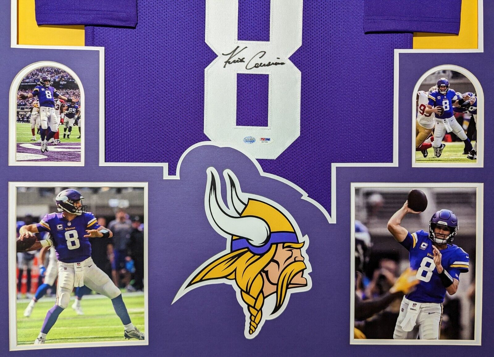 Kirk Cousins Signed Minnesota Vikings 35x43 Custom Framed Jersey
