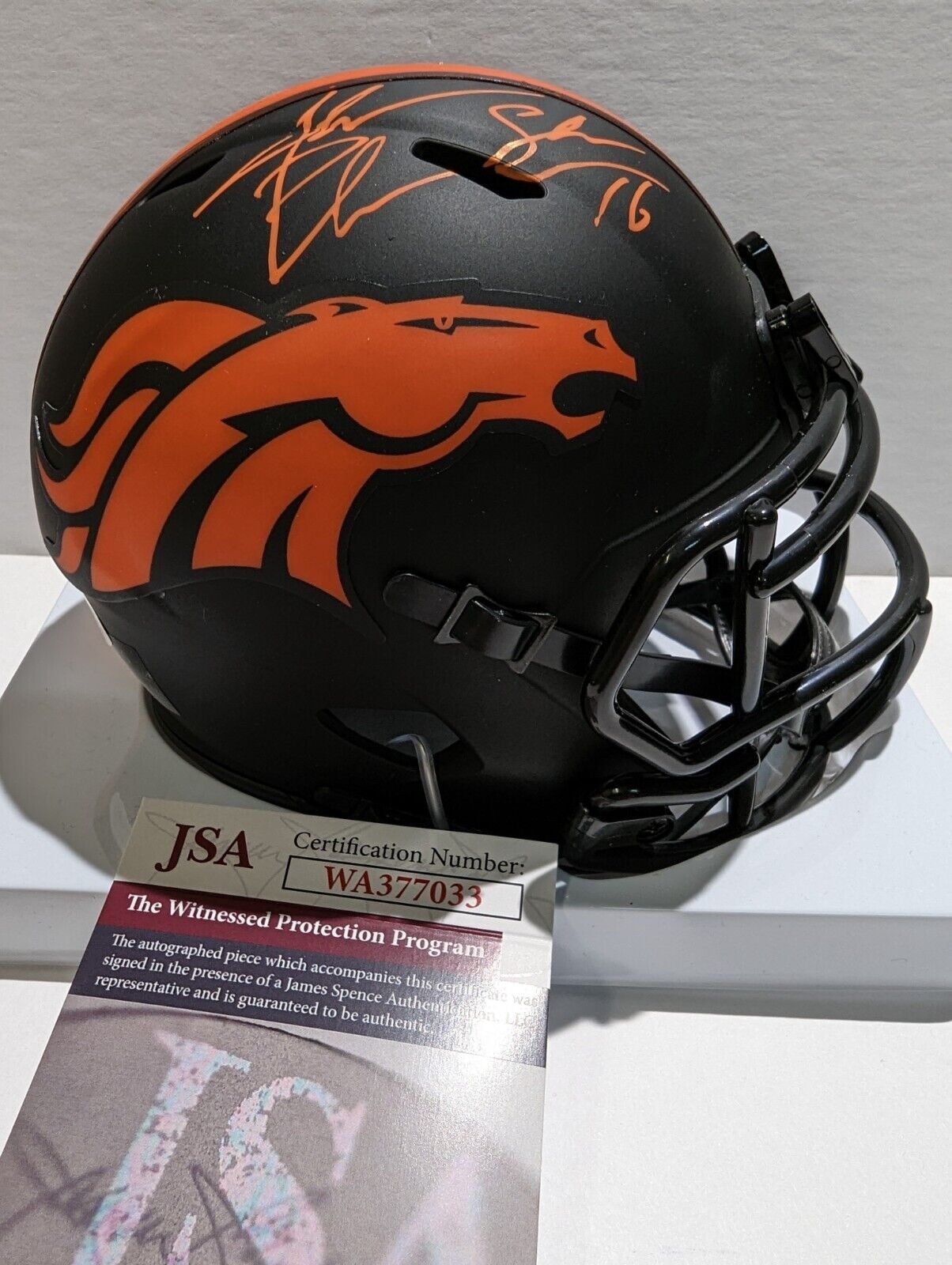MVP Authentics Denver Broncos Jake Plummer Autographed Eclipse Mini Helmet Jsa Coa 90 sports jersey framing , jersey framing