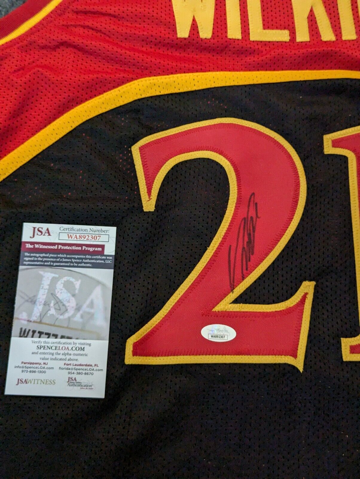 MVP Authentics Atlanta Hawks Dominique Wilkins Autographed Signed Jersey Jsa Coa 112.50 sports jersey framing , jersey framing