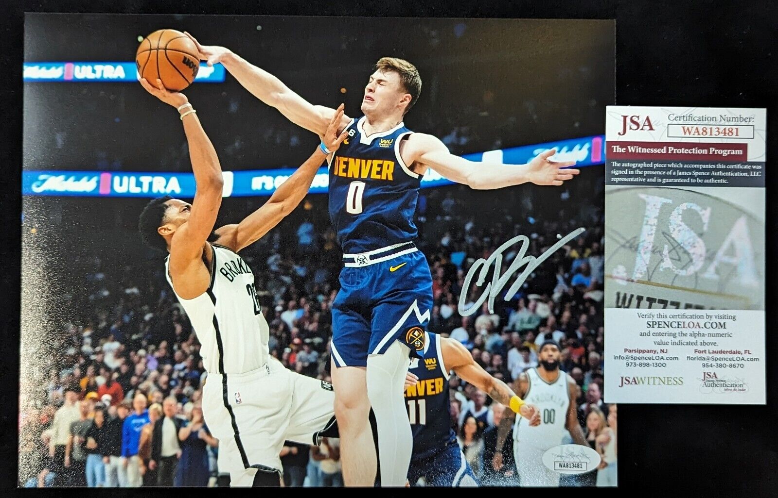 MVP Authentics Denver Nuggets Christian Braun Autographed Signed 8X10 Photo Jsa Coa 58.50 sports jersey framing , jersey framing