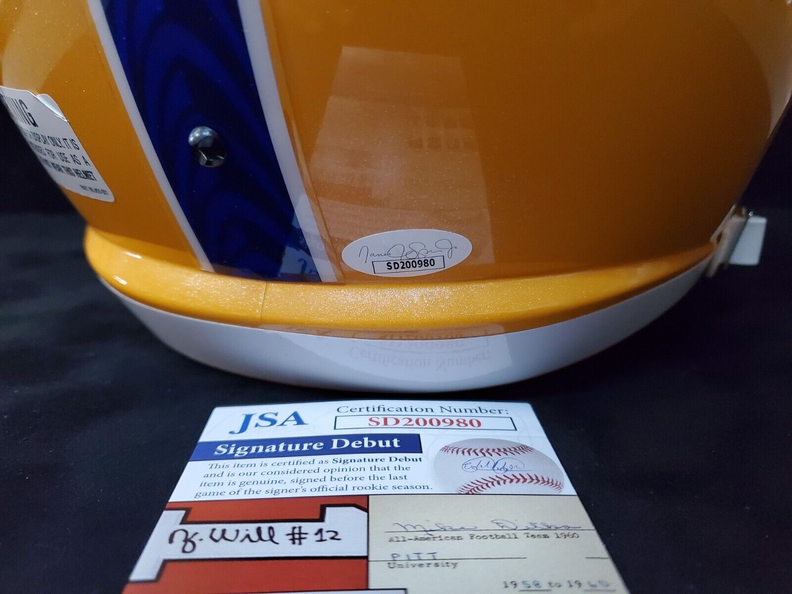 MVP Authentics Pitt Panthers Izzy Abanikanda Signed 2X Inscribed Full Size Replica Helmet Jsa 247.50 sports jersey framing , jersey framing