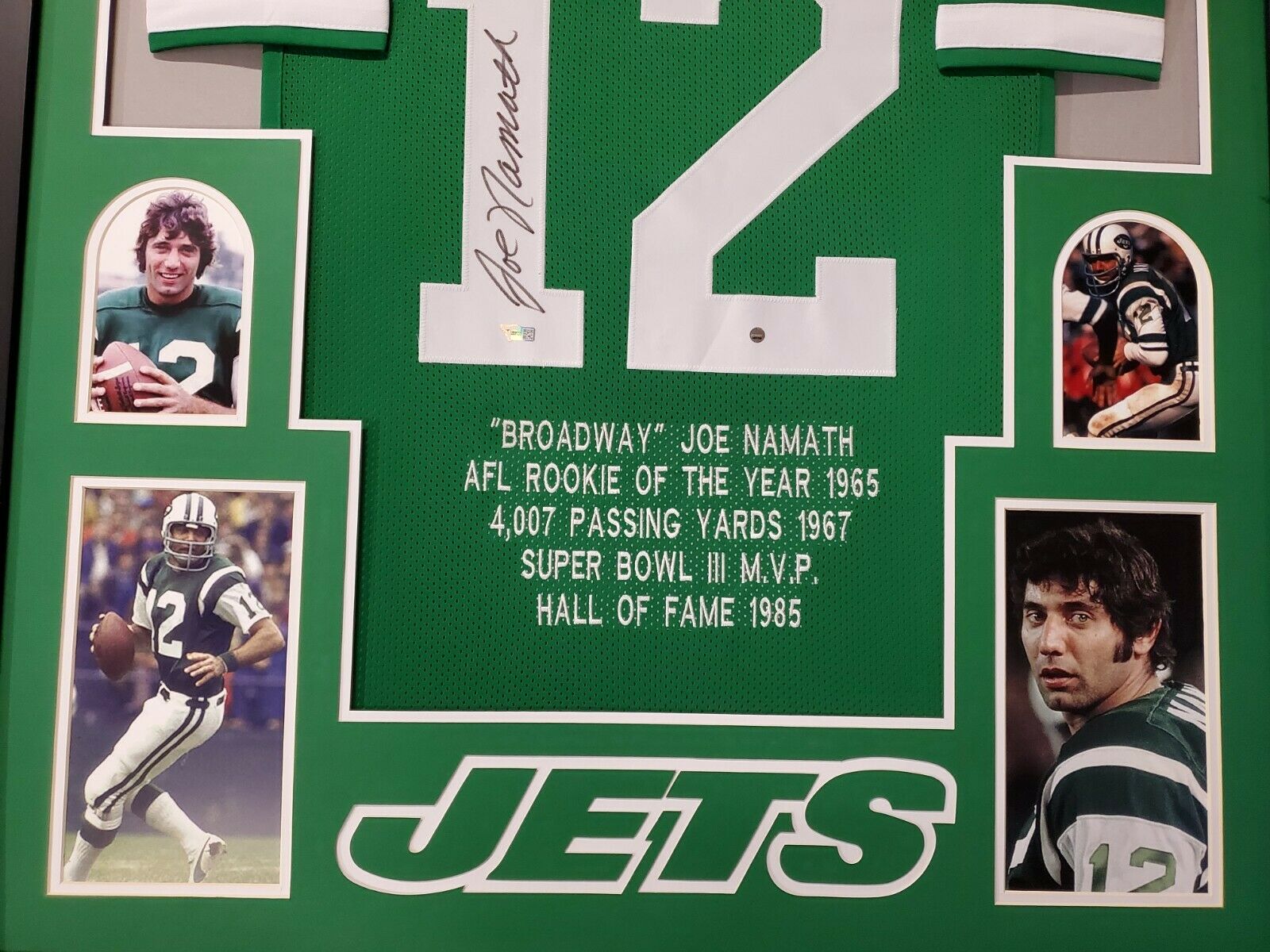 Joe Namath Framed Signed New York Jets Jersey Beckett Autographed