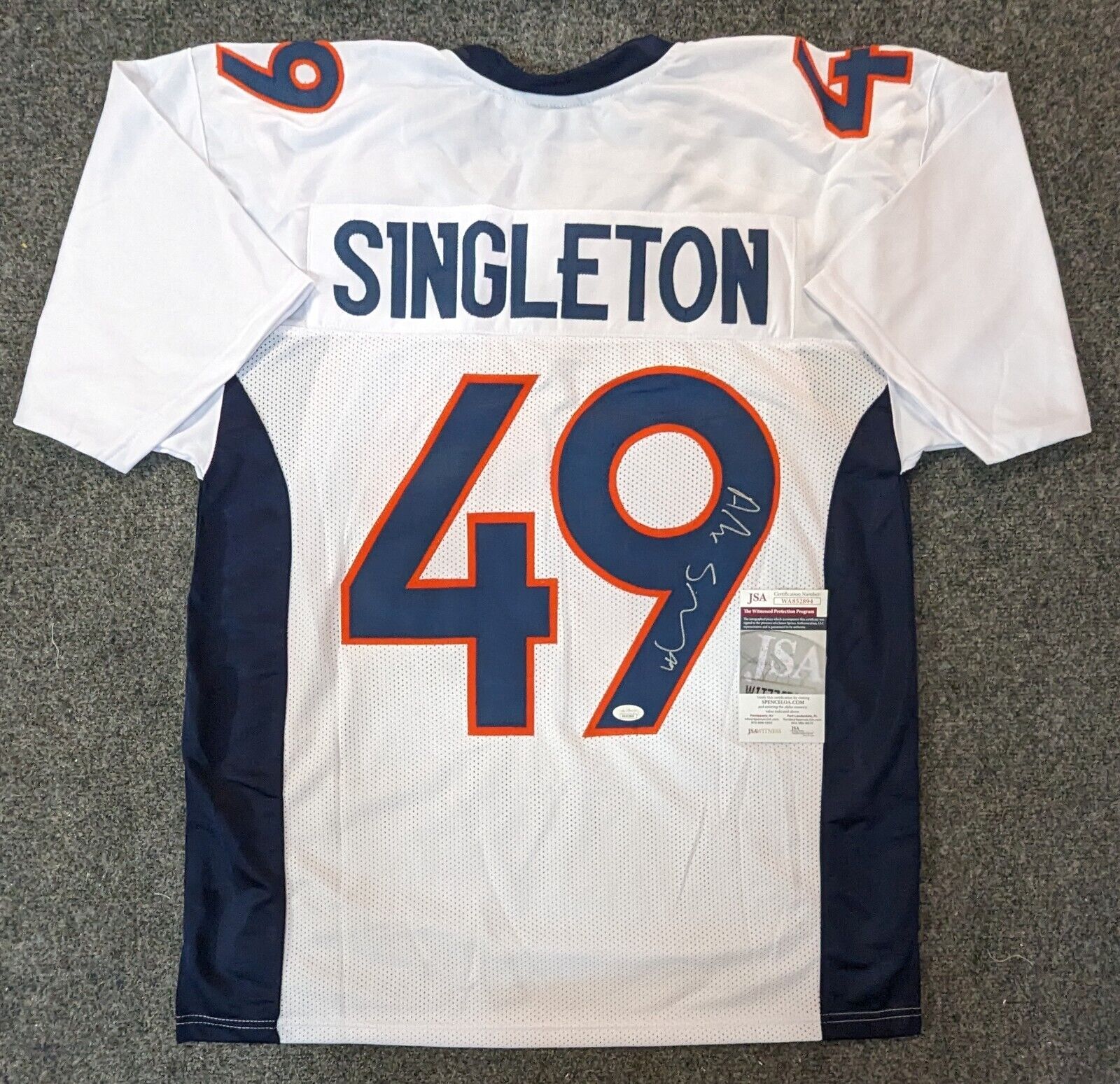 MVP Authentics Denver Broncos Alex Singleton Autographed Signed Jersey Jsa Coa 90 sports jersey framing , jersey framing