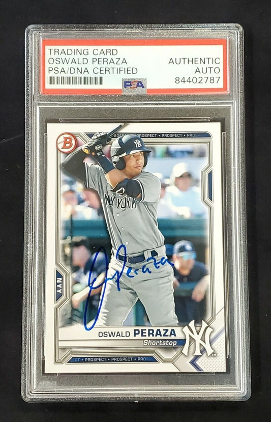 MVP Authentics Oswald Peraza Autographed Topps Bowman Yankees Bp-50  Psa Slabbed 225 sports jersey framing , jersey framing