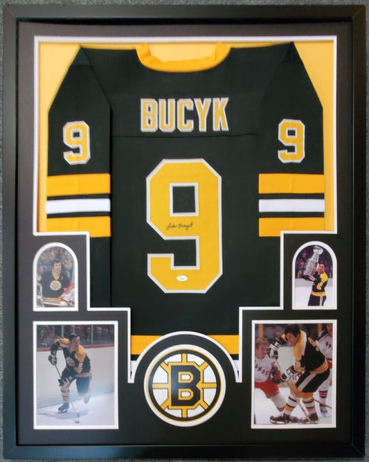 MVP Authentics Framed Boston Bruins Johnny Bucyk Autographed Signed Jersey Jsa Coa 360 sports jersey framing , jersey framing