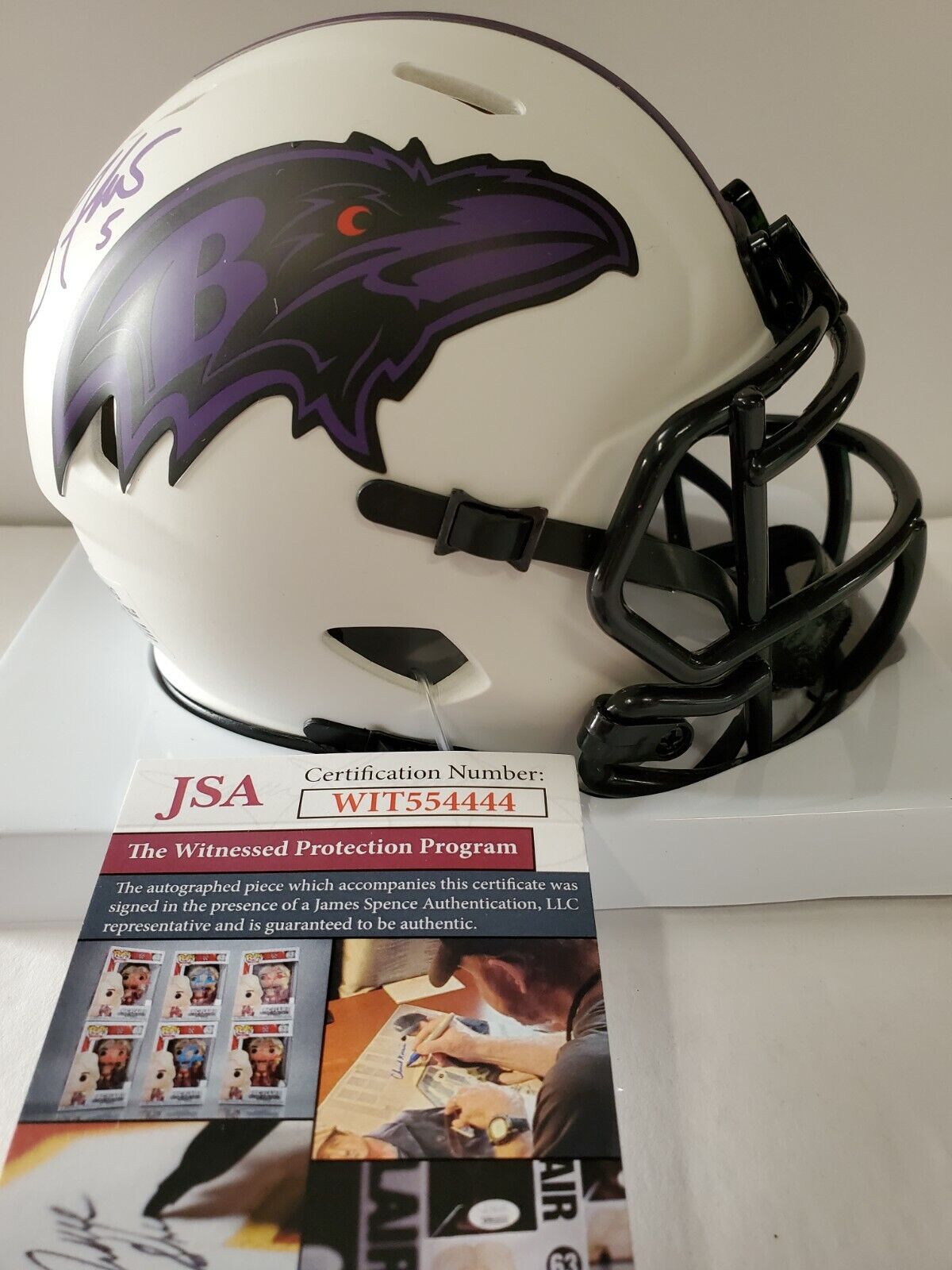 MVP Authentics Baltimore Ravens Joe Flacco Anquan Boldin Dual Signed Lunar Mini Helmet Jsa Coa 270 sports jersey framing , jersey framing