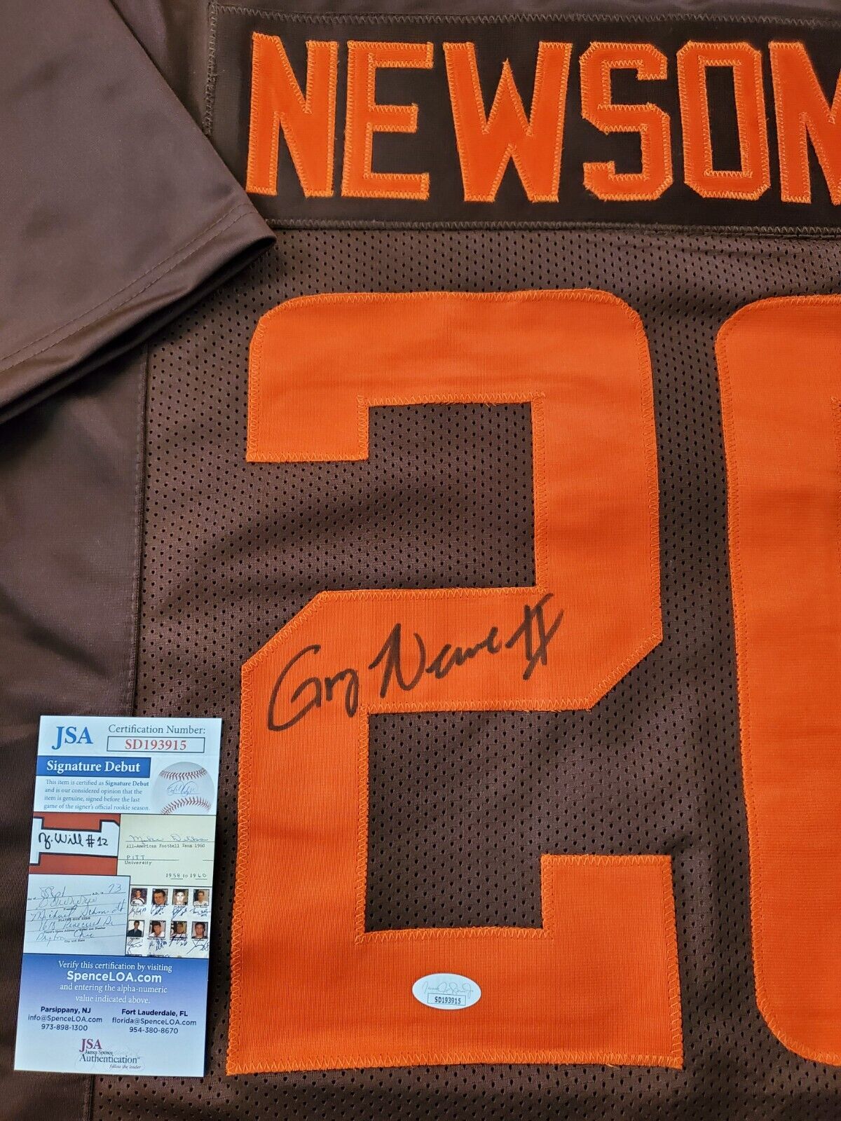 Cleveland Browns Greg Newsome Ii Autographed Signed Jersey Jsa Coa – MVP  Authentics