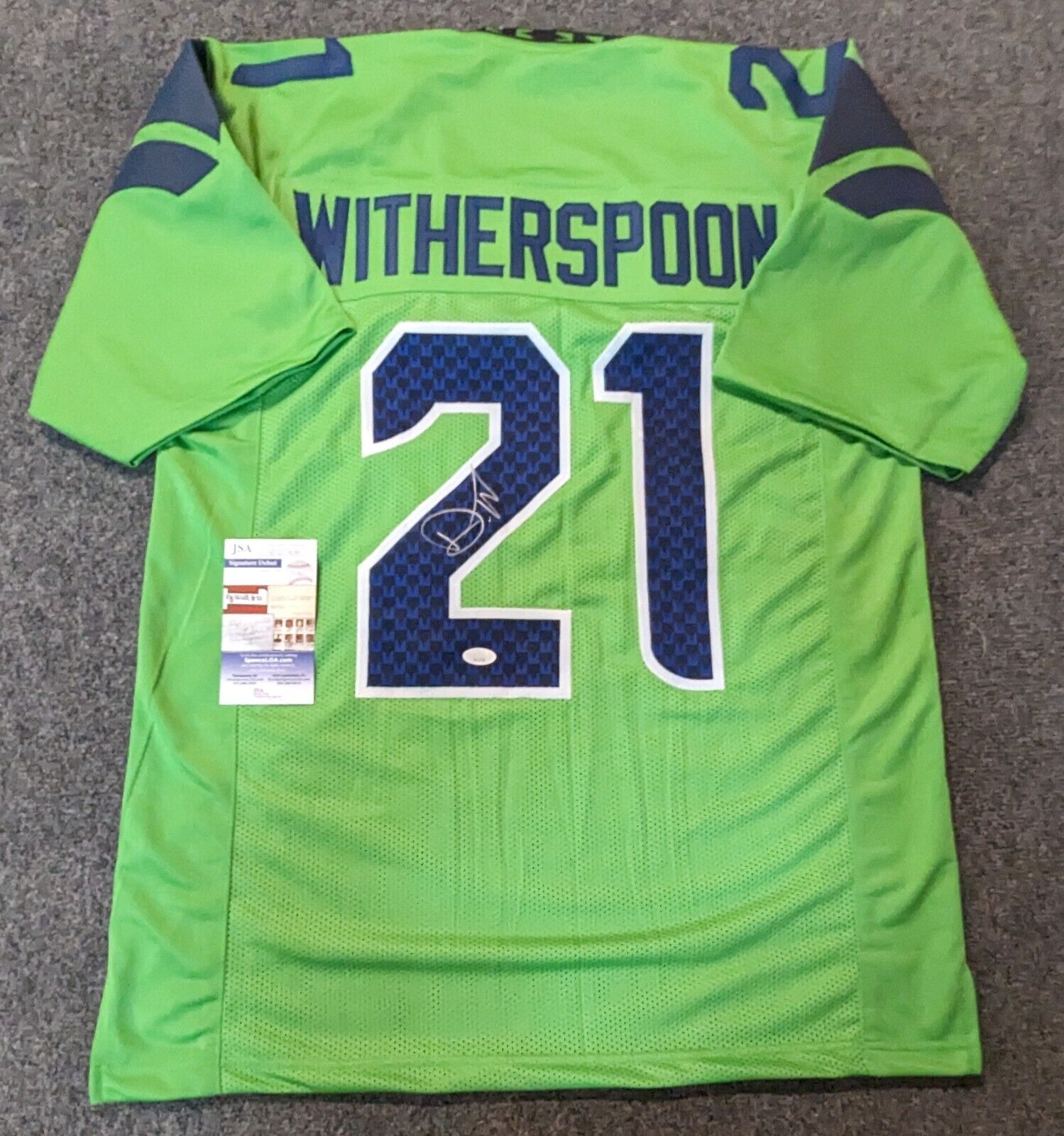 MVP Authentics Seattle Seahawks Devon Witherspoon Autographed Signed Jersey Jsa Coa 179.10 sports jersey framing , jersey framing